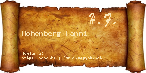 Hohenberg Fanni névjegykártya